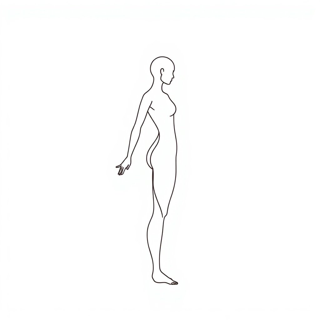 Minimalist elegant line-art illustration of a human figure in a state of harmony and balance, soft flowing lines, artistic and professional, suitable for a physiotherapy and BCST website, subtle pastel accents, white background.